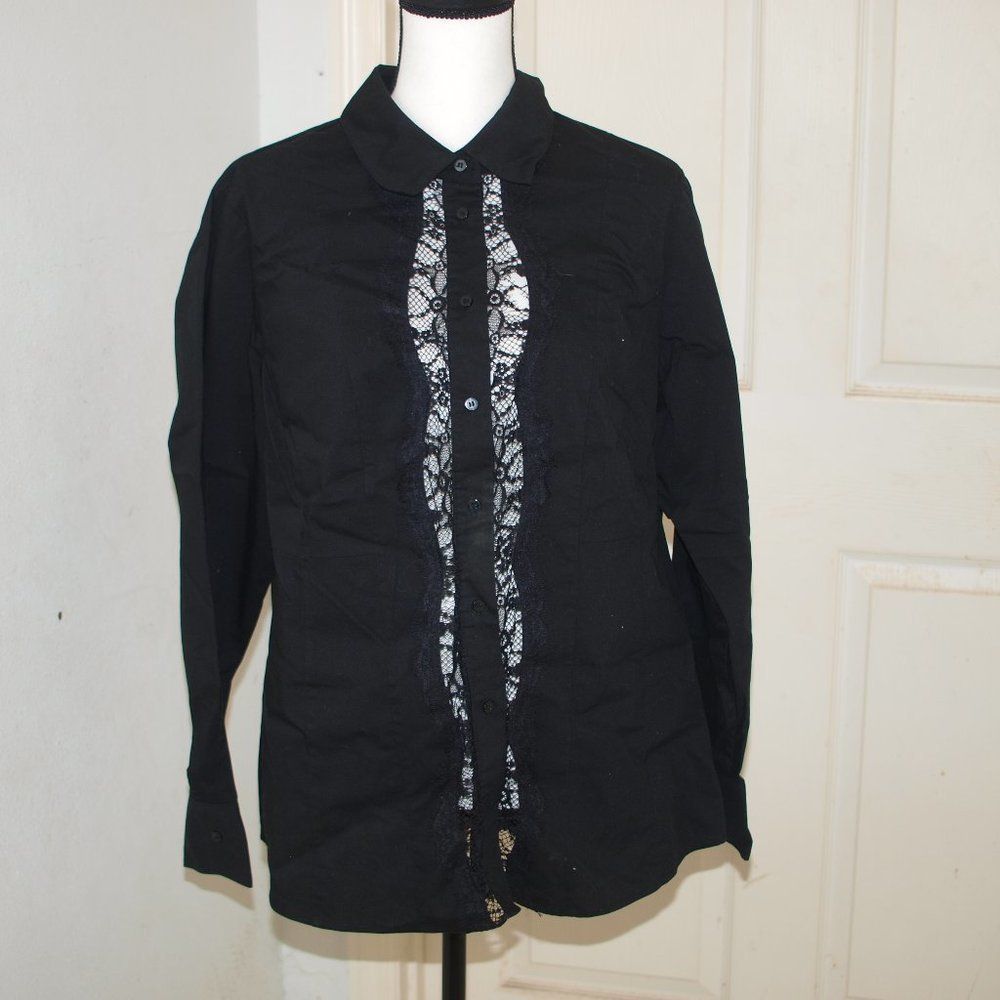Worthington Woman Black Lace Top‎ Size XL
